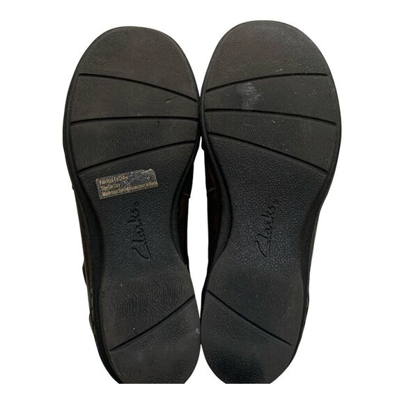 Clarks Brown Leather Shoes Womens 8.5 M Distressed Round Toe Cushioned Comfort - Picture 12 of 16